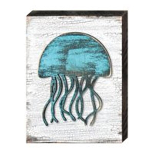 Designocracy Jellyfish Art on Board Wall Decor Wood - 9851318