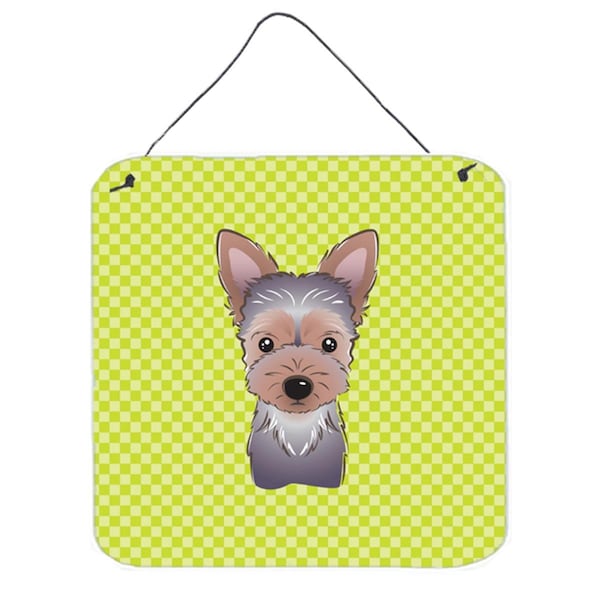 Micasa Checkerboard Lime Green Yorkie Puppy Aluminum Metal Wall Or Door Hanging Prints6 x 6 In. - MI250560