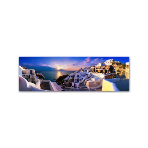 Trademark Fine Art John Xiong 'Santorini Sunset' Canvas Art, 8x24 - ALI0645-C824GG