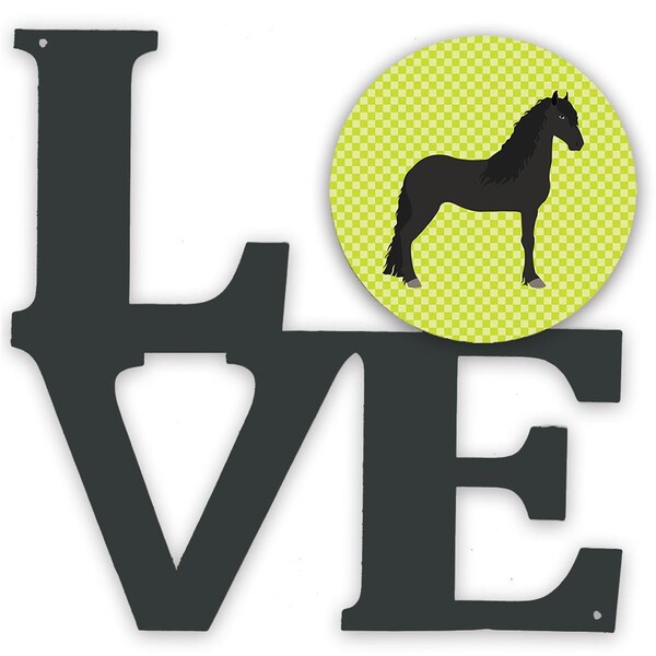 Carolines Treasures 11.5 x 11.75 in. Friesian Horse Green Metal Artwork Love Wall Decor - BB7741WALV