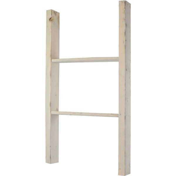 Ekena Millwork 19"W x 36"H x 3 1/2"D Vintage Farmhouse 2 Rung Ladder, Barnwood Decor Collection, Chalk Dust White - DECR019X036X04LDRWH
