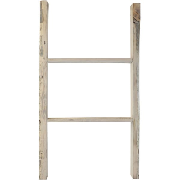 Ekena Millwork 19"W x 36"H x 3 1/2"D Vintage Farmhouse 2 Rung Ladder, Barnwood Decor Collection, Chalk Dust White - DECR019X036X04LDRWH