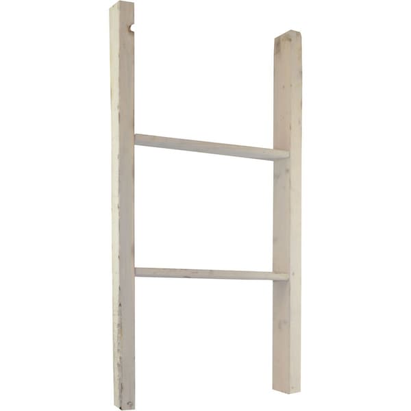 Ekena Millwork 19"W x 36"H x 3 1/2"D Vintage Farmhouse 2 Rung Ladder, Barnwood Decor Collection, Chalk Dust White - DECR019X036X04LDRWH