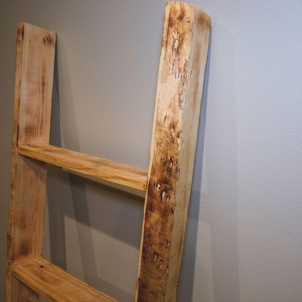 Ekena Millwork 19"W x 36"H x 3 1/2"D Vintage Farmhouse 2 Rung Ladder, Barnwood Decor Collection, Chalk Dust White - DECR019X036X04LDRWH
