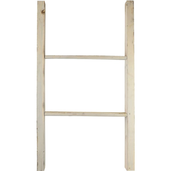 Ekena Millwork 19"W x 36"H x 3 1/2"D Vintage Farmhouse 2 Rung Ladder, Barnwood Decor Collection, Chalk Dust White - DECR019X036X04LDRWH