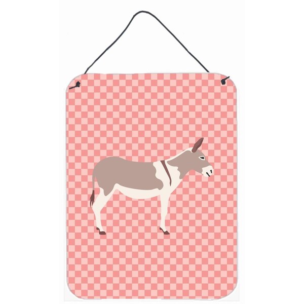 Carolines Treasures Australian Teamster Donkey Pink Check Wall or Door Hanging Prints - BB7846DS1216