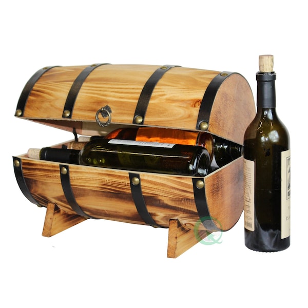 Vintiquewise Wooden Barrel Treasure Chest - QI003066