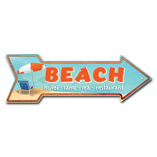Signmission Beach Arrow Sign Funny Home Decor 24in Wide - P-ARROW8-999948