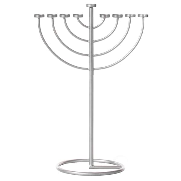 Vintiquewise Small Modern Silver 9 Branch Lighting Thin Pipe Hanukkah Menorah, Metal-Aluminum - QI004118.SI.S