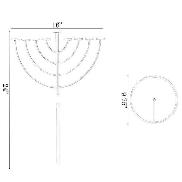 Vintiquewise Small Modern Silver 9 Branch Lighting Thin Pipe Hanukkah Menorah, Metal-Aluminum - QI004118.SI.S