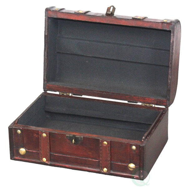 Vintiquewise Decorative Vintage Wood Treasure Box with Handle and Small Padlock - QI003004.SO.LK