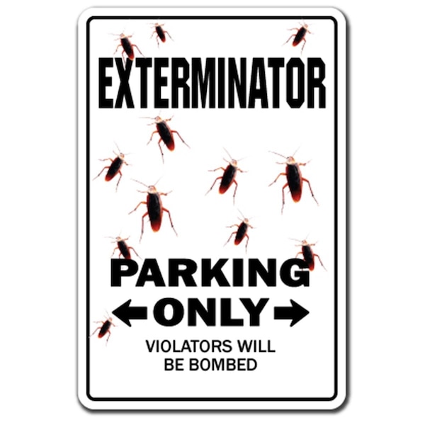 Amistad 8 x 12 in. Exterminator Decal - Parking Bugs Pest Control Bug Guy Insects Termites - 5 in Tall - AM3941573