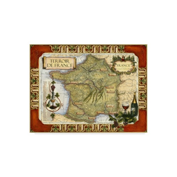Trademark Fine Art Unknown 'Wine Map Of France On Cgp' Canvas Art, 14x19 - WAG02290-C1419GG