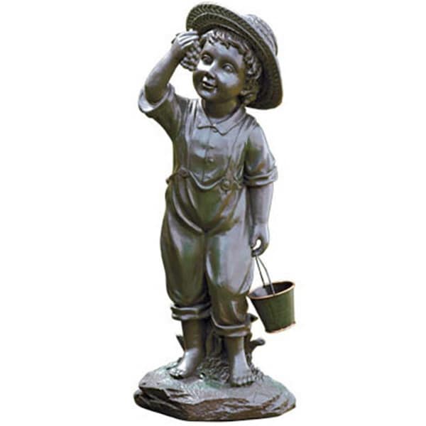 L World 30509 7 x 6 x 18.5 in. Boy Statue With Antique Rusty Finish, 2PK - 107251