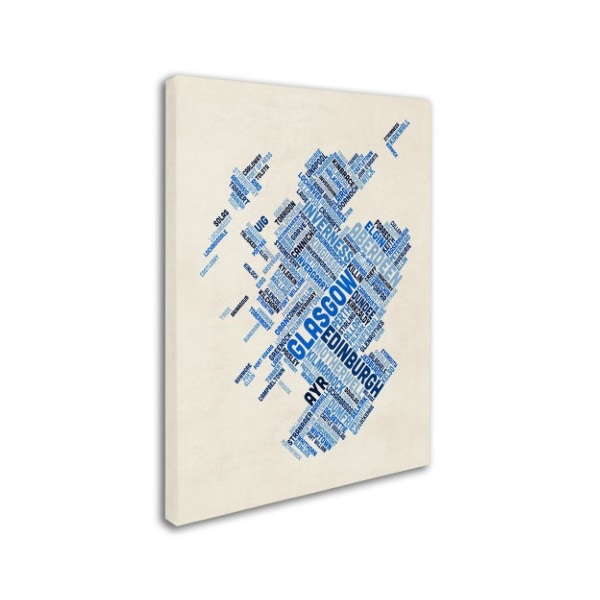 Trademark Fine Art Michael Tompsett 'Scotland Typography Text Map 5' Canvas Art, 14x19 - MT0892-C1419GG