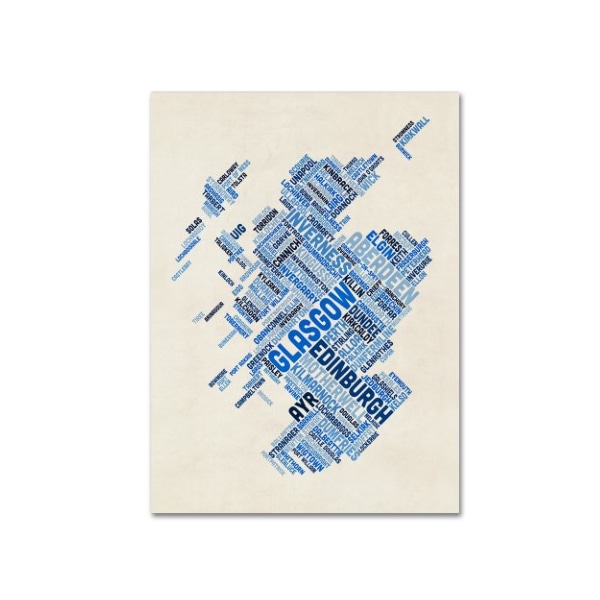 Trademark Fine Art Michael Tompsett 'Scotland Typography Text Map 5' Canvas Art, 14x19 - MT0892-C1419GG