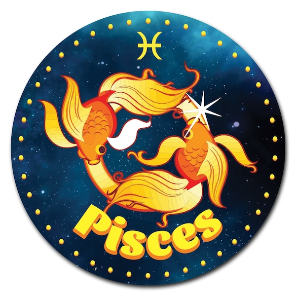 Signmission Pisces Circle Vinyl Laminated Decal - D-24-CIR-PISCES