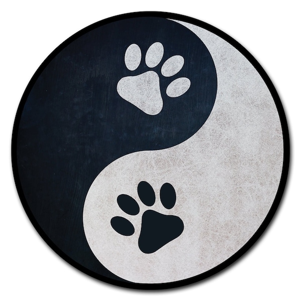 Signmission Yin Yang Paws Circle Vinyl Laminated Decal - D-48-CIR-YIN YANG PAWS