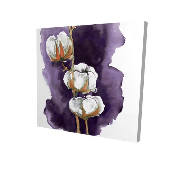 Begin Home Decor 16 x 16 in. Watercolor Purple Cotton Flowers-Print on Canvas - 2080-1616-FL252-2