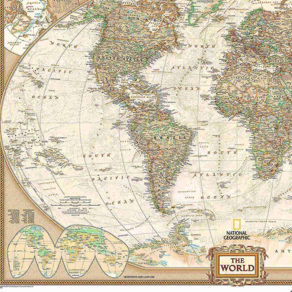 National Geographic World Executive Map, Enlarged and Laminated, 73'' x 48'' - RE00622088