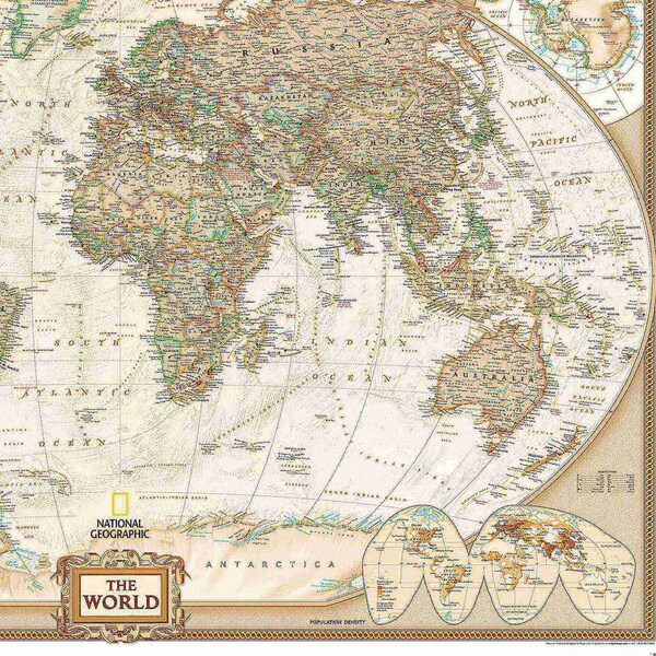 National Geographic World Executive Map, Enlarged and Laminated, 73'' x 48'' - RE00622088