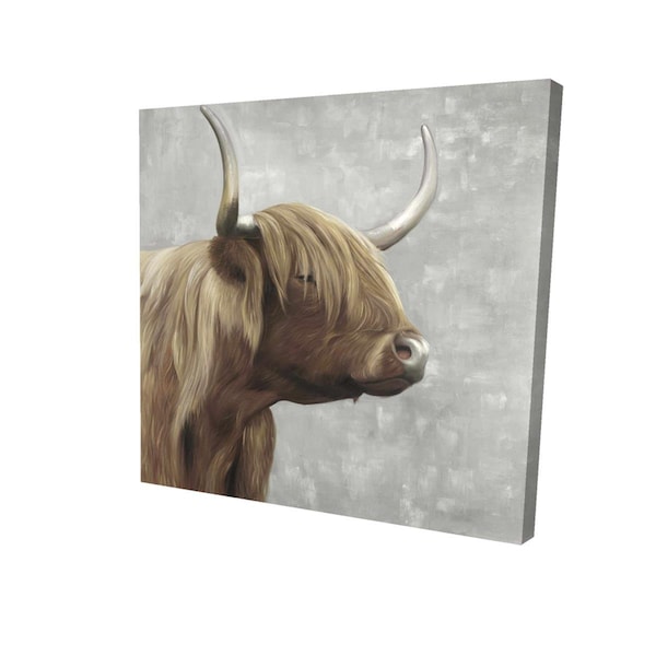 Fondo 12 x 12 in. Beautiful Desaturated Higland Cattle-Print on Canvas - FO2774646
