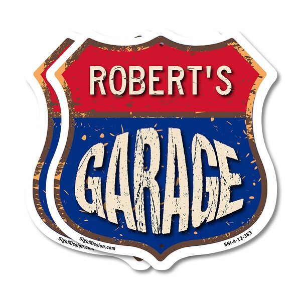 Signmission Robert's Garage, 12 inch X 12 inch, Plastic Sign, 2PK - SHI-P-2PACK-12-383-ROBERT