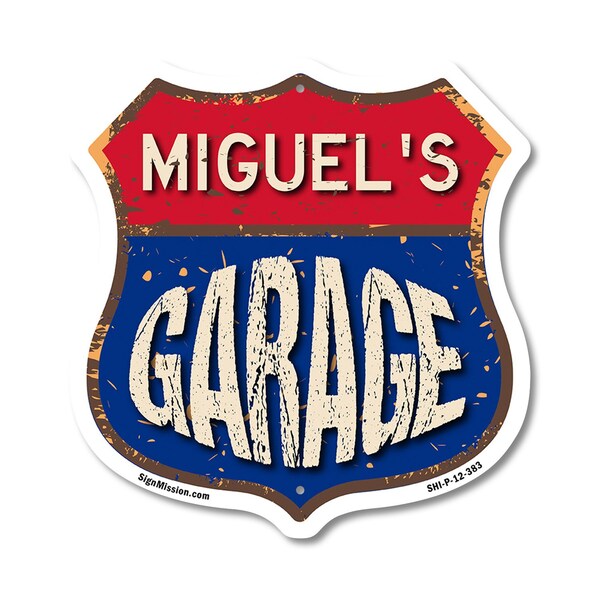 Signmission Miguel's Garage, 12 Inch X 12 Inch, Plastic Sign - SHI-P-12-383-MIGUEL