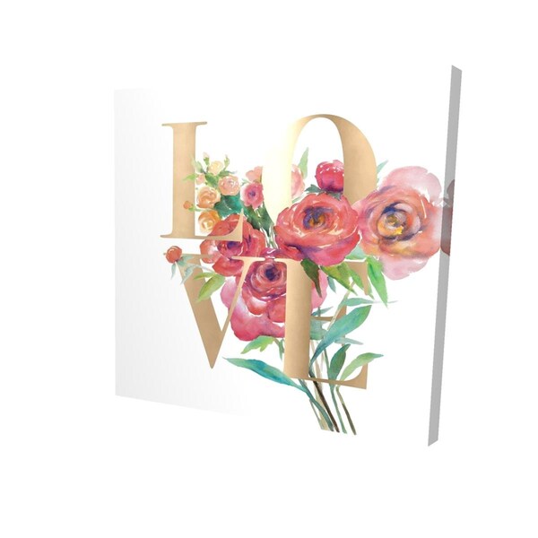 Begin Home Decor 12 x 12 in. Love Gold-Print on Canvas - 2080-1212-QU24