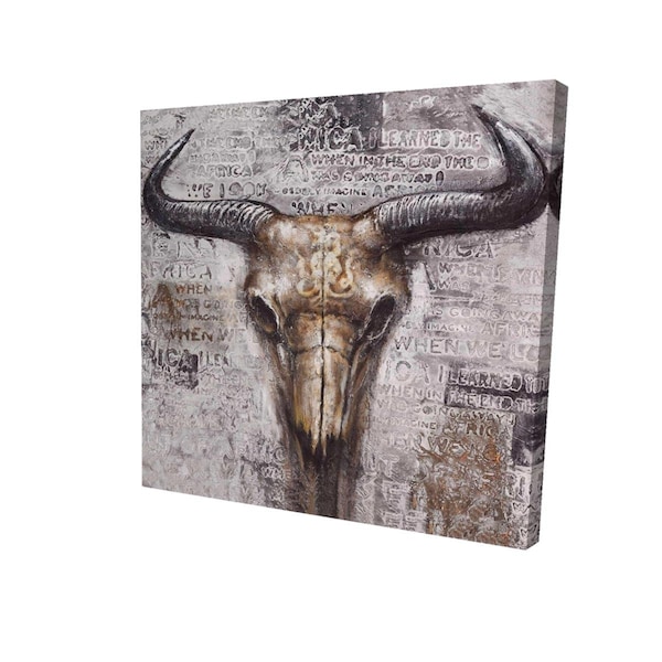 Begin Home Decor 12 x 12 in. Bull Skull with Typography-Print on Canvas - 2080-1212-AN142