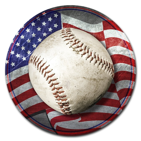 Signmission American Baseball Circle Vinyl Laminated Decal - D-24-CIR-AMERICAN BASEBALL