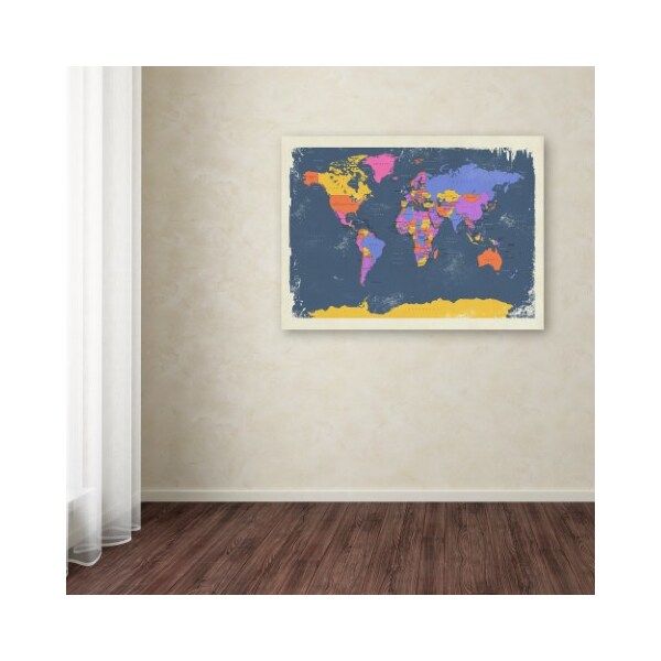 Trademark Fine Art Michael Tompsett 'Retro Political Map of the World 2' Canvas Art, 16x24 - MT0728-C1624GG