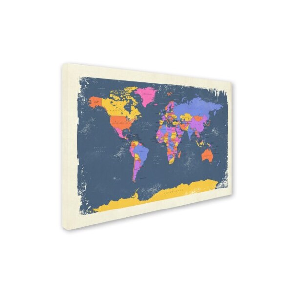 Trademark Fine Art Michael Tompsett 'Retro Political Map of the World 2' Canvas Art, 16x24 - MT0728-C1624GG