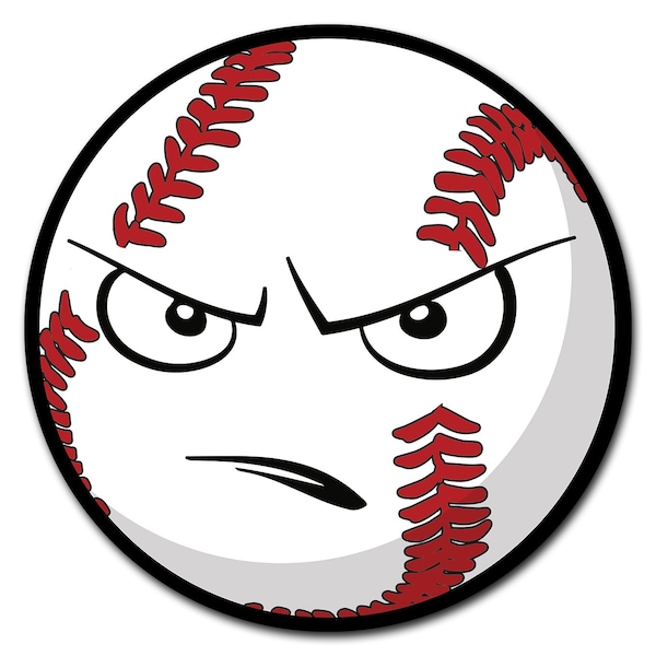 Signmission Angry Baseball Circle Vinyl Laminated Decal - D-24-CIR-ANGRY BASEBALL