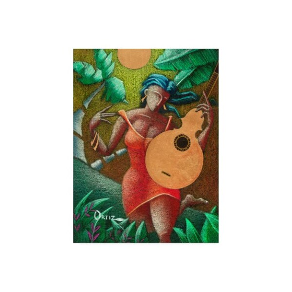 Trademark Fine Art Oscar Ortiz 'Red Dress And Guitar' Canvas Art, 24x32 - ALI45132-C2432GG