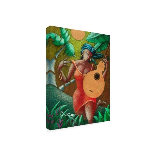 Trademark Fine Art Oscar Ortiz 'Red Dress And Guitar' Canvas Art, 24x32 - ALI45132-C2432GG