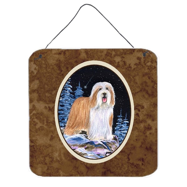 Micasa 6 x 6 in. Starry Night Bearded Collie Aluminium Metal Wall or Door Hanging Prints - MI232434