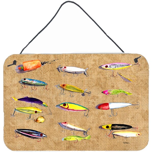 Carolines Treasures 8 x 12 in. Fishing Lures Aluminium Metal Wall or Door Hanging Print - 8796DS812