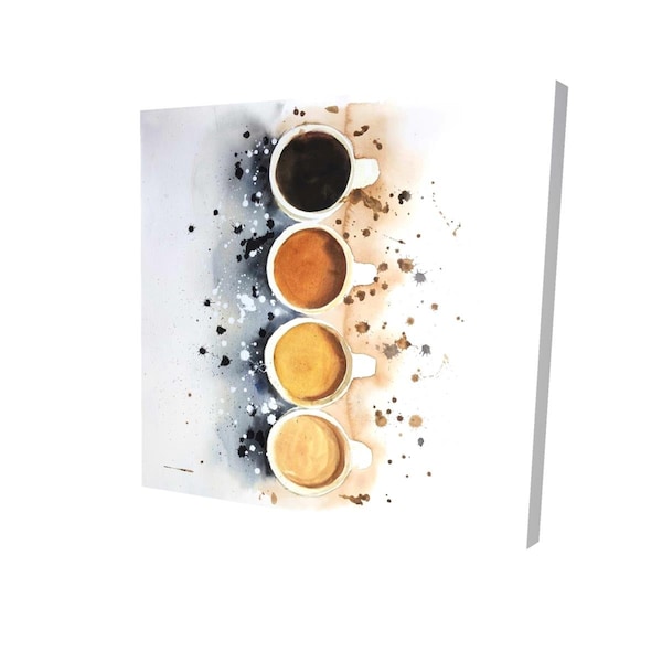 Begin Home Decor 32 x 32 in. Four Cups of Coffee with Paint Splash-Print on Canvas - 2080-3232-GA99