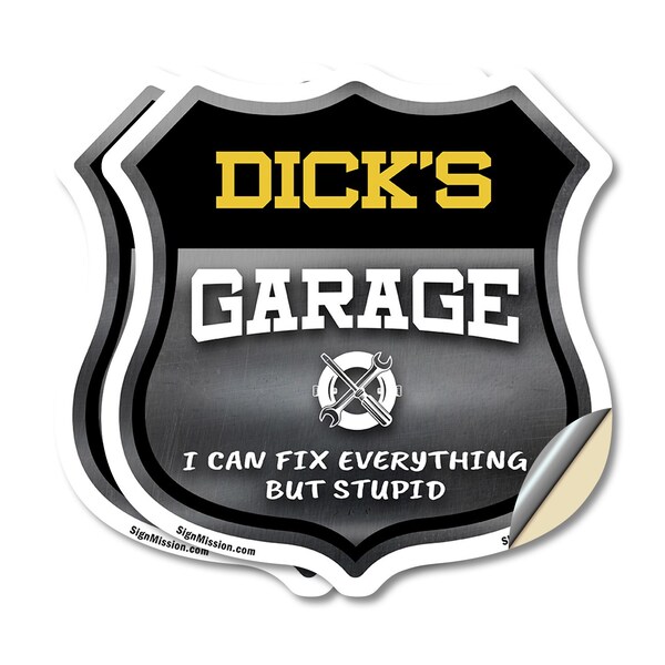 Signmission Dick's Garage I Can Fix Everything But Stupid, 6 inch X 6 inch, Vinyl Decal, 2PK - SHI-D-2PACK-6-490-DICK