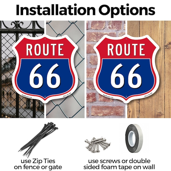 Signmission Route Marker Shield Sign Route 66, 12 inch X 12 inch, Plastic Sign, 2PK - SHI-P-2PACK-12-459