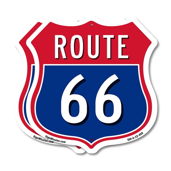 Signmission Route Marker Shield Sign Route 66, 12 inch X 12 inch, Plastic Sign, 2PK - SHI-P-2PACK-12-459