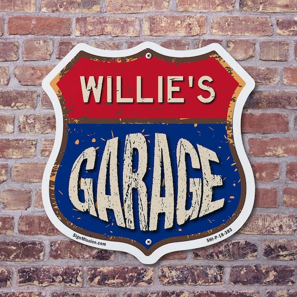 Signmission Willie's Garage, 12 Inch X 12 Inch, Aluminum Metal Sign - SHI-A-12-383-WILLIE