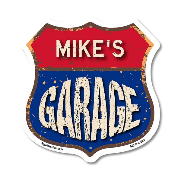 Signmission Mike's Garage, 6 Inch X 6 Inch, Plastic Sign - SHI-P-6-383-MIKE