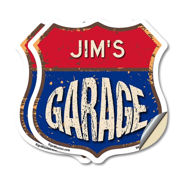 Signmission Jim's Garage, 18 inch X 18 inch, Vinyl Decal, 2PK - SHI-D-2PACK-18-383-JIM