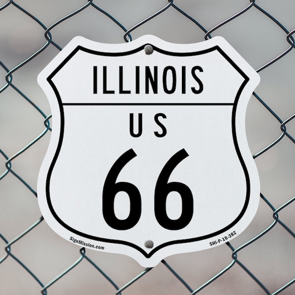 Signmission Illinois Route Marker Shield Sign Us 66, 6 inch X 6 inch, Plastic Sign, 2PK - SHI-P-2PACK-6-382