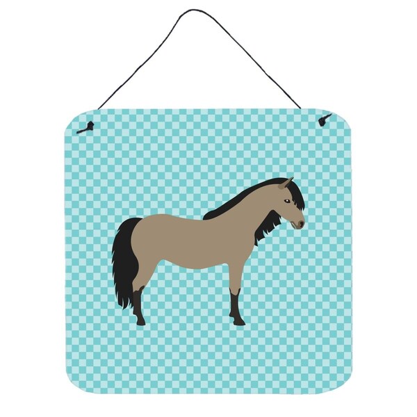Micasa Welsh Pony Horse Blue Check Wall or Door Hanging Prints, 6 x 6 in. - MI627875