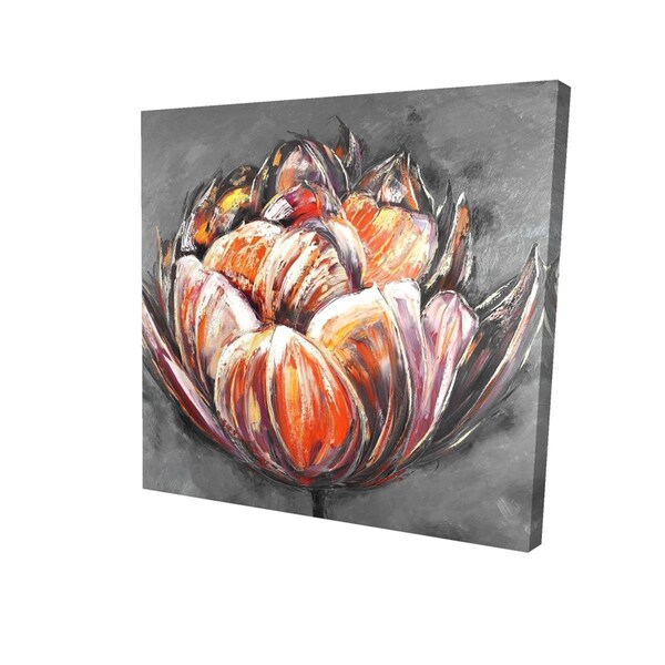 Begin Home Decor 12 x 12 in. Double & Abstract Orange Tulip-Print on Canvas - 2080-1212-FL149-1-CR