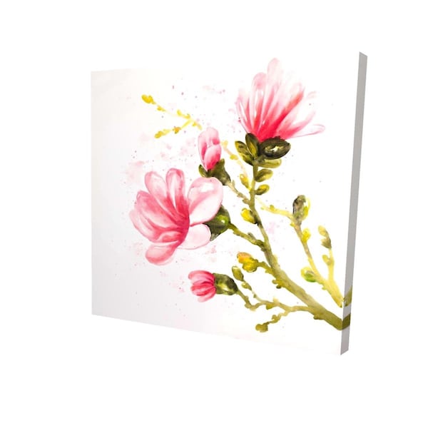 Begin Home Decor 16 x 16 in. Watercolor Magnolia Flowers-Print on Canvas - 2080-1616-FL210