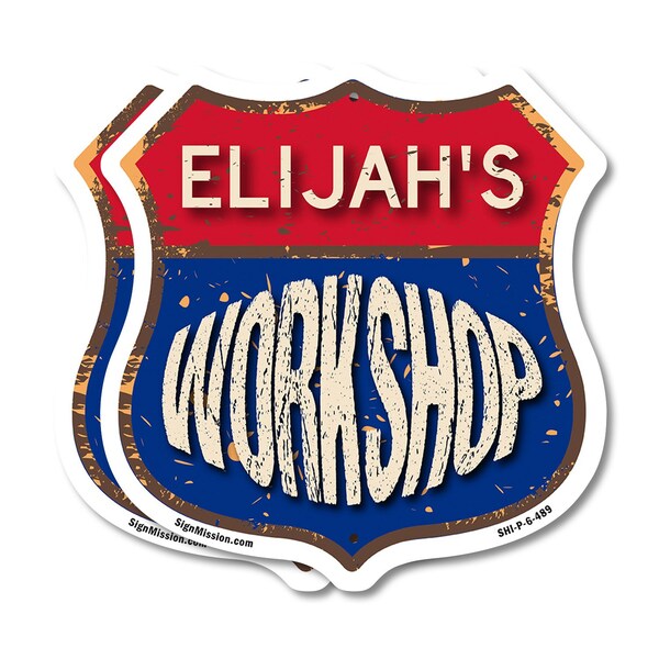 Signmission Elijah's Workshop, 6 inch X 6 inch, Plastic Sign, 2PK - SHI-P-2PACK-6-489-ELIJAH